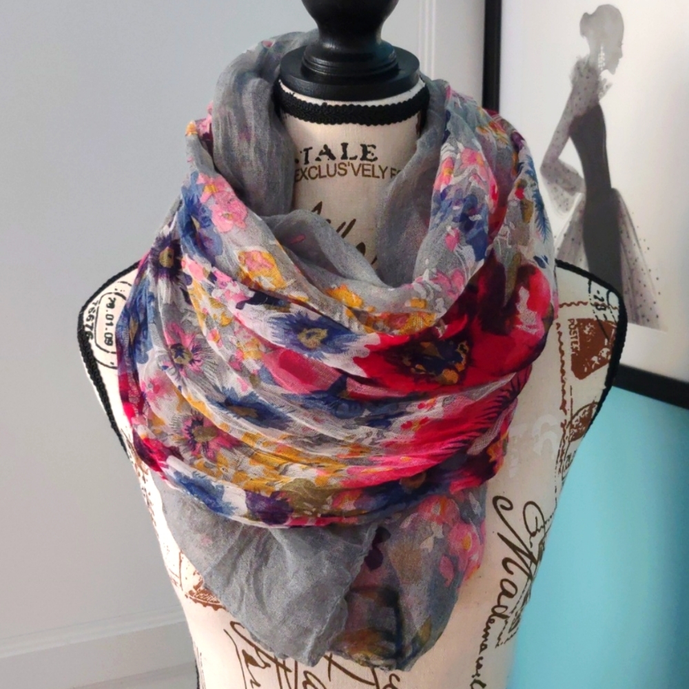 Floral Chiffon Scarf